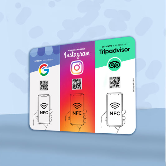 Plaque NFC Trio Google/Instagram/Tripadvisor