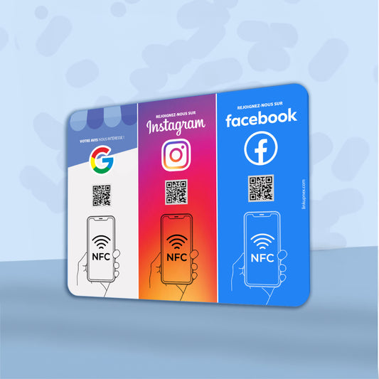 Plaque NFC Trio Google/Instagram/Facebook