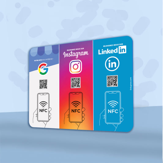 Plaque NFC Trio Google/Instagram/Linkedin